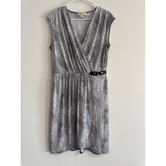 MICHAEL Michael Kors Dresses & Skirts - Michael Kors Snakeskin Print Wrap Dress Womens M Black White Business Luxury